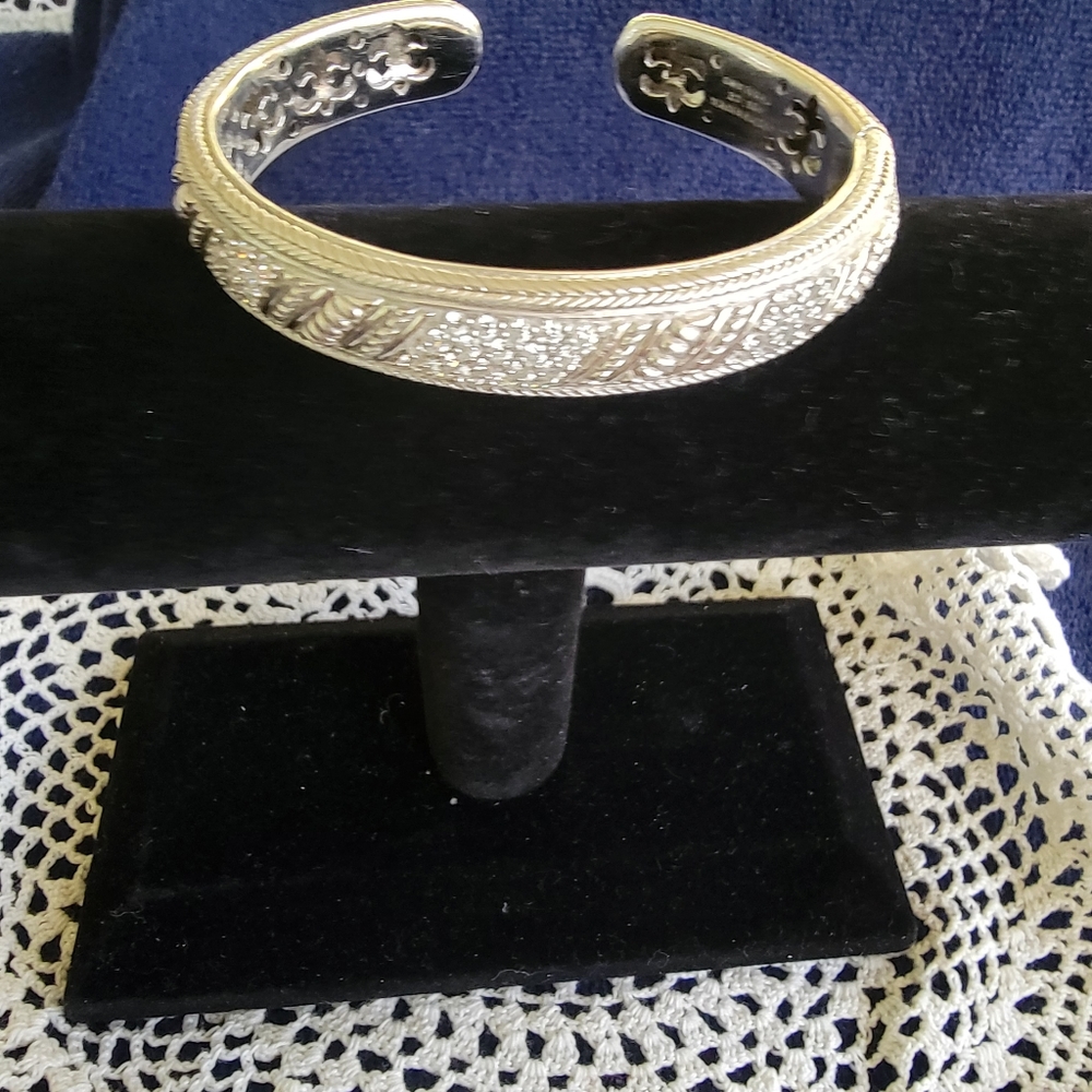Judith Ripka sterling silver bangle bracelet with rhinestones. Gorgeous.